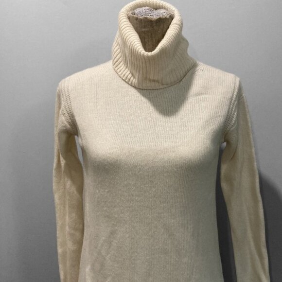 J.Crew XS Turtleneck Sweater Cream Wool Soft Knit Pullover - Picture 1 of 11
